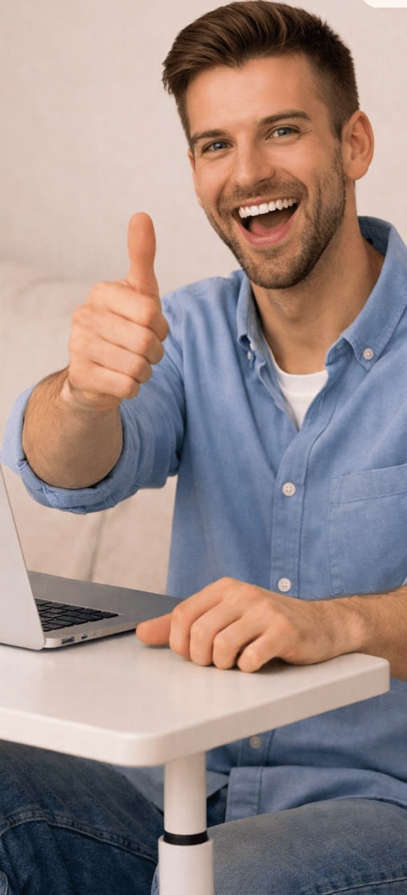 Столик на колесах для ноутбука біля ліжка